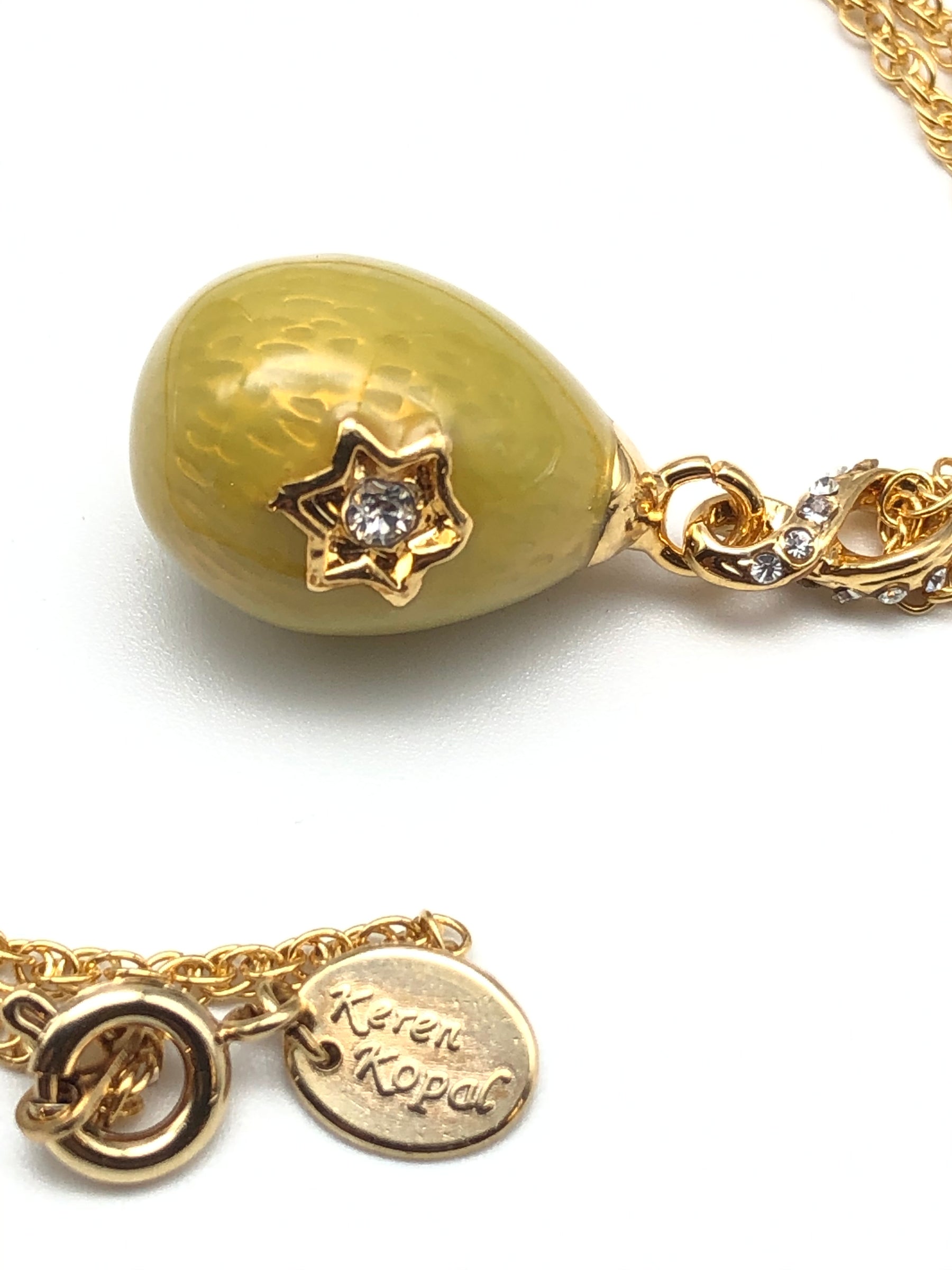 Keren Kopal Yellow Egg Star of David Pendant Gold Necklace