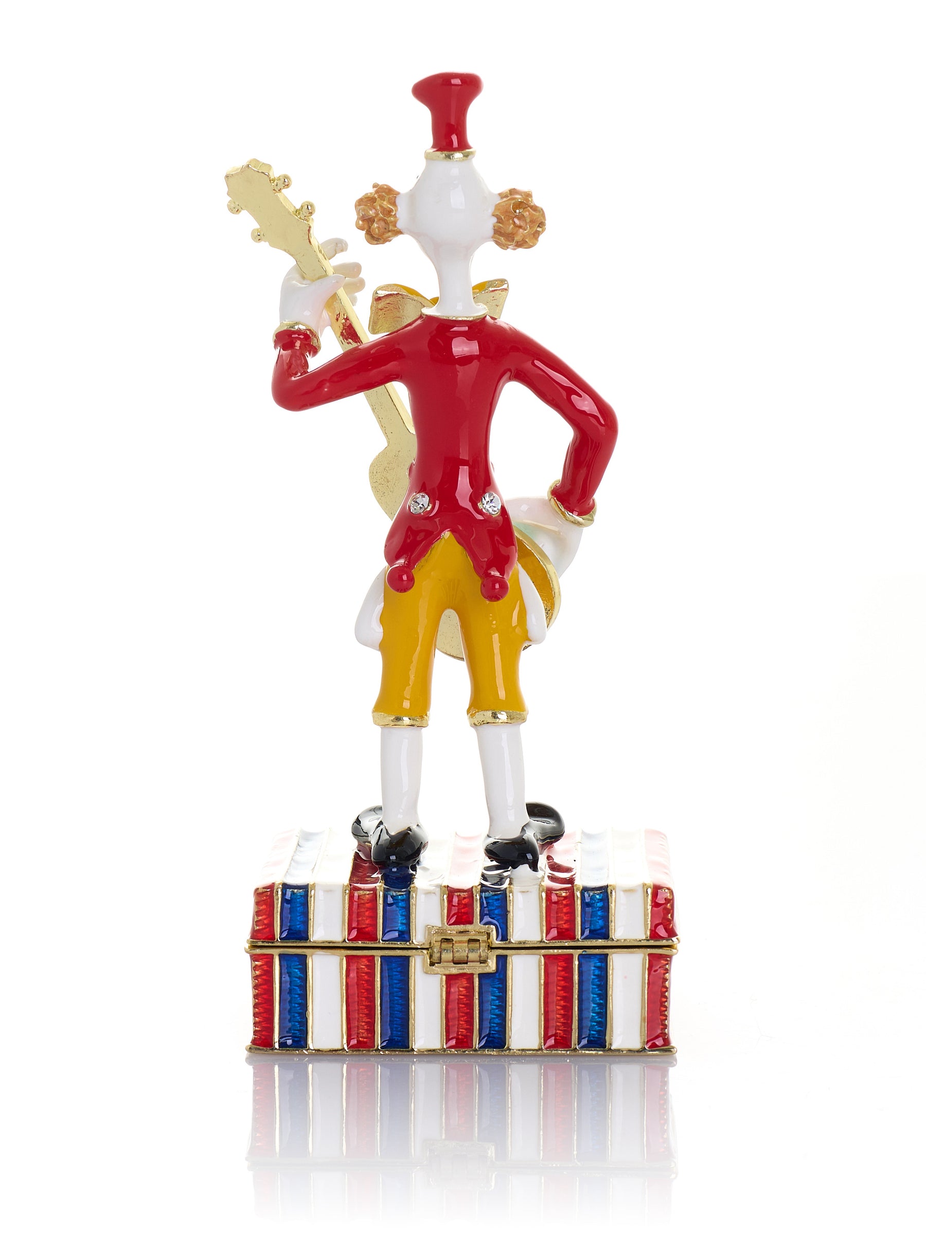Musical Circus Clown with Turquoise Guitar Trinket Box