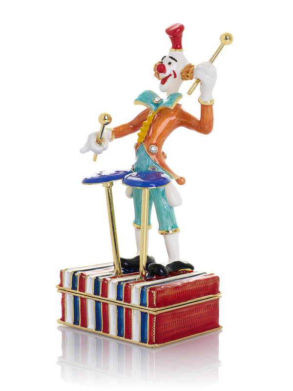 Musical Circus Clown with Timpani Drums Trinket Box
