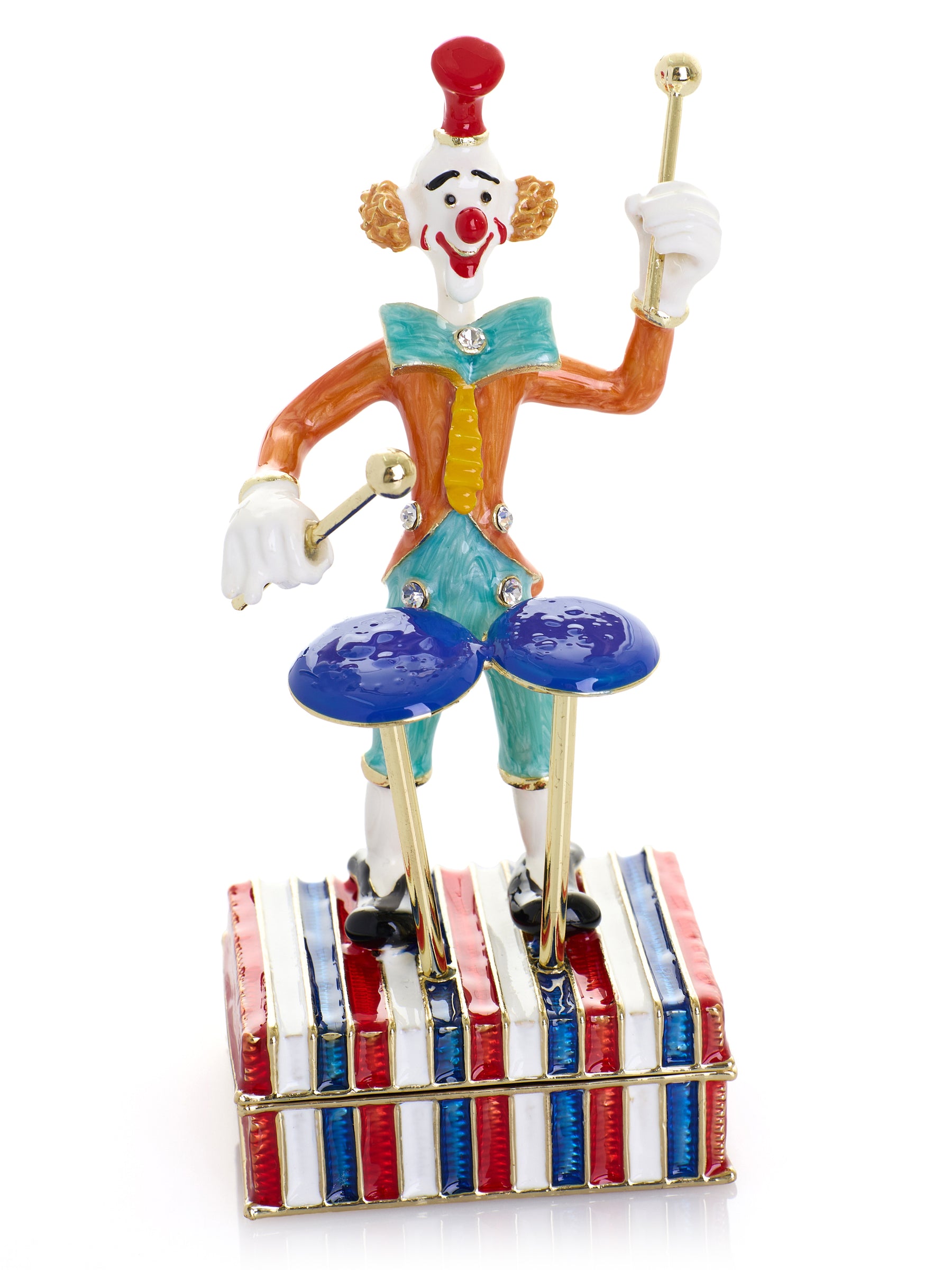 Musical Circus Clown with Timpani Drums Trinket Box