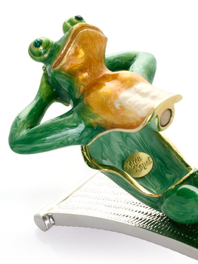 Grenouille Verte Faisant de l'Exercice sur un Banc – Boîte à Bijoux