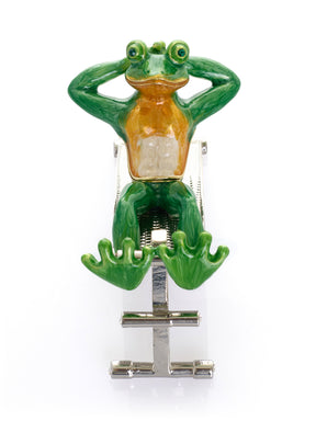 Grenouille Verte Faisant de l'Exercice sur un Banc – Boîte à Bijoux