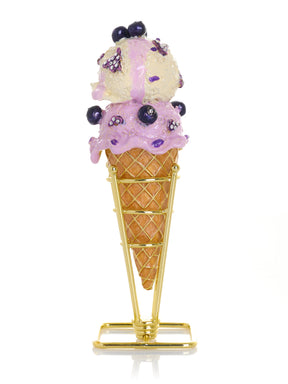 Summer Special Wild Blueberry Cream Ice Cream Cone Trinket Box