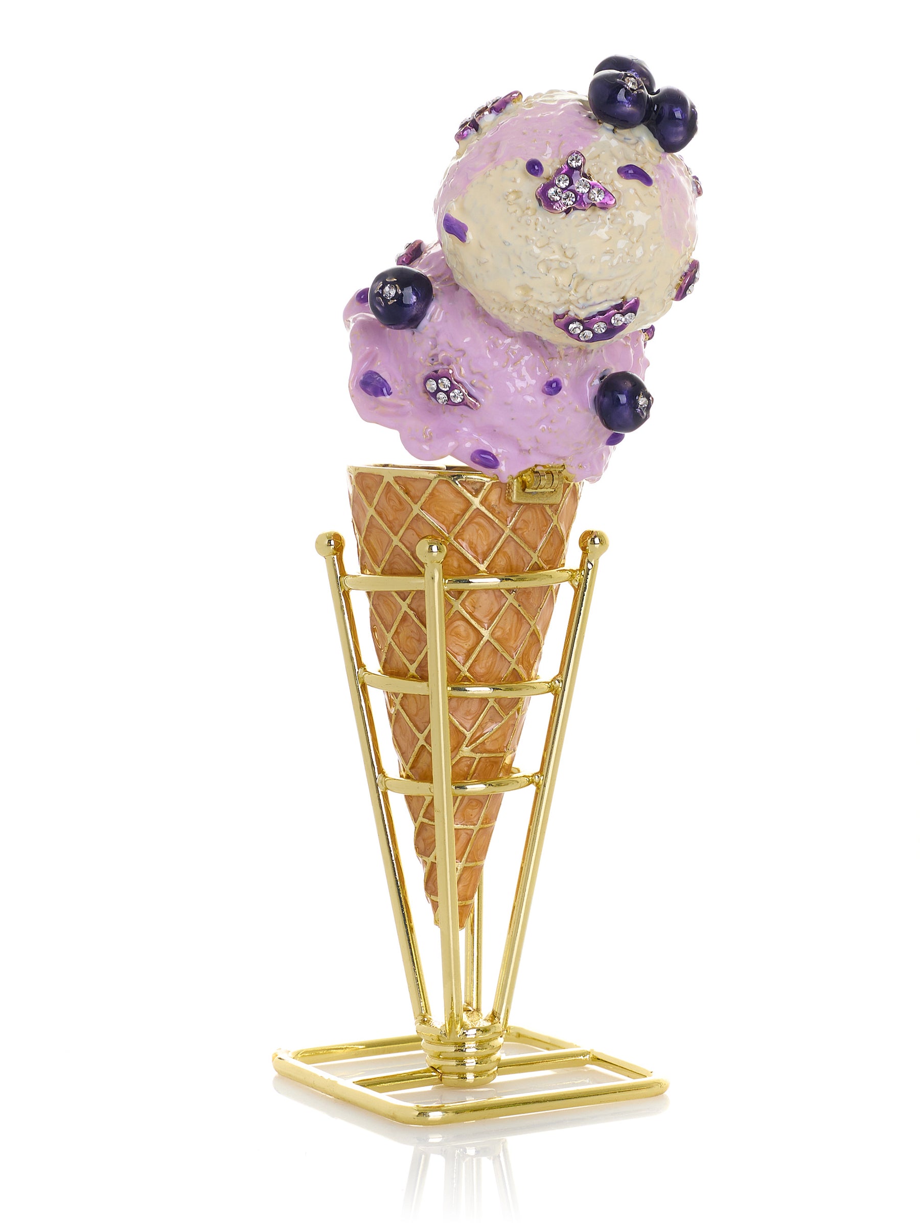 Summer Special Wild Blueberry Cream Ice Cream Cone Trinket Box