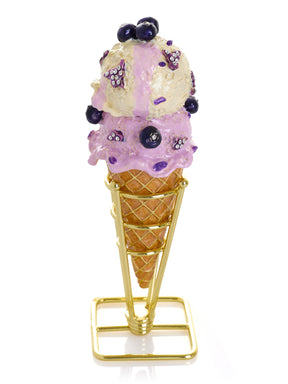 Summer Special Wild Blueberry Cream Ice Cream Cone Trinket Box