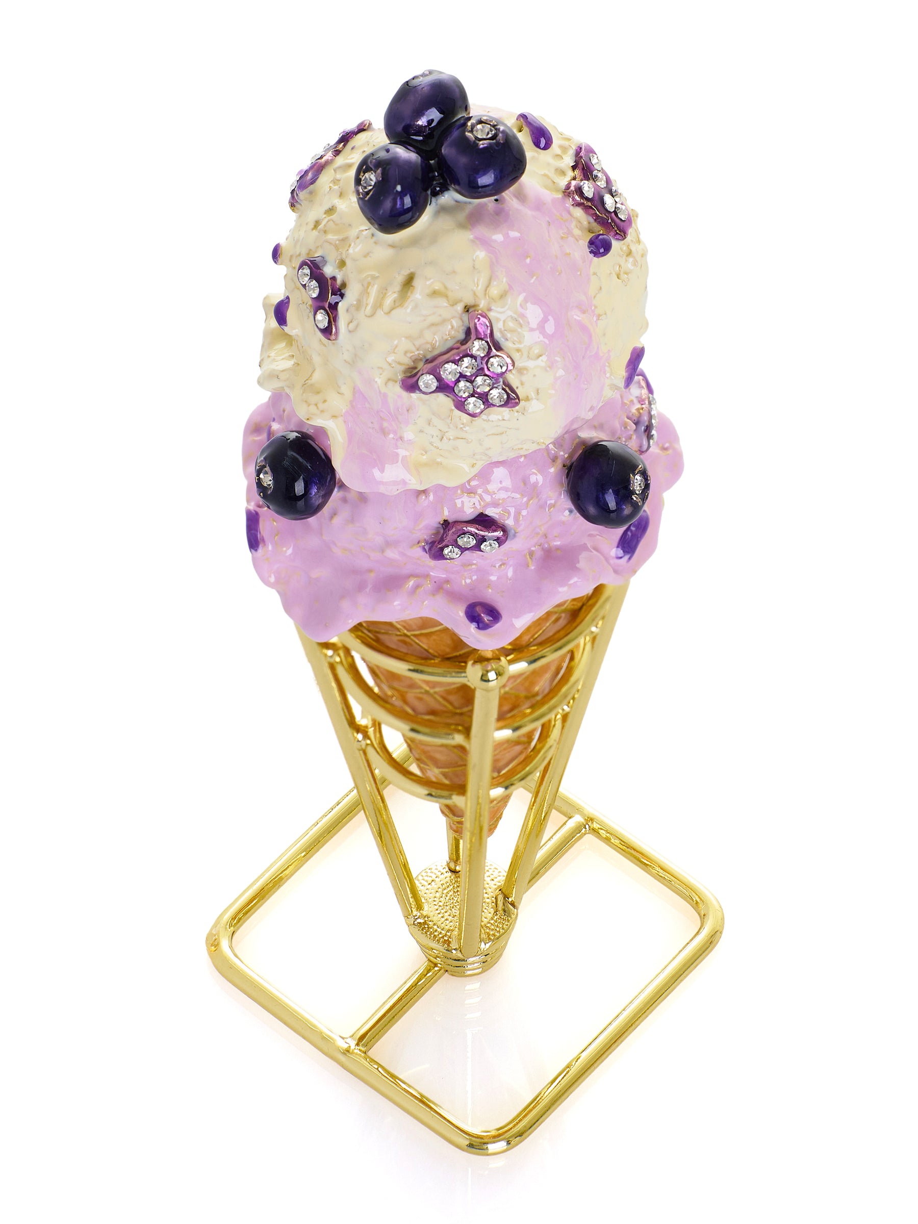 Summer Special Wild Blueberry Cream Ice Cream Cone Trinket Box