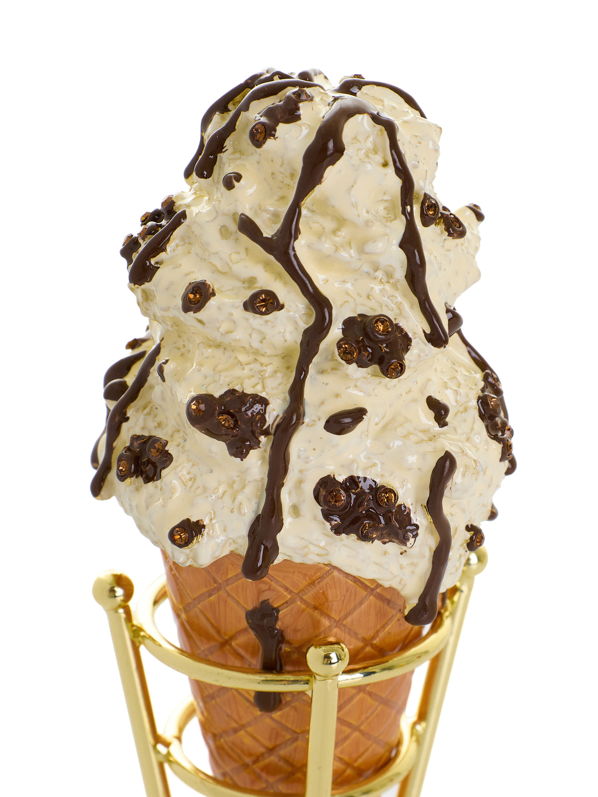 Cookies & Cream Ice Cream Cone with Melted Dark Chocolate Fudge Drizzle Trinket Box