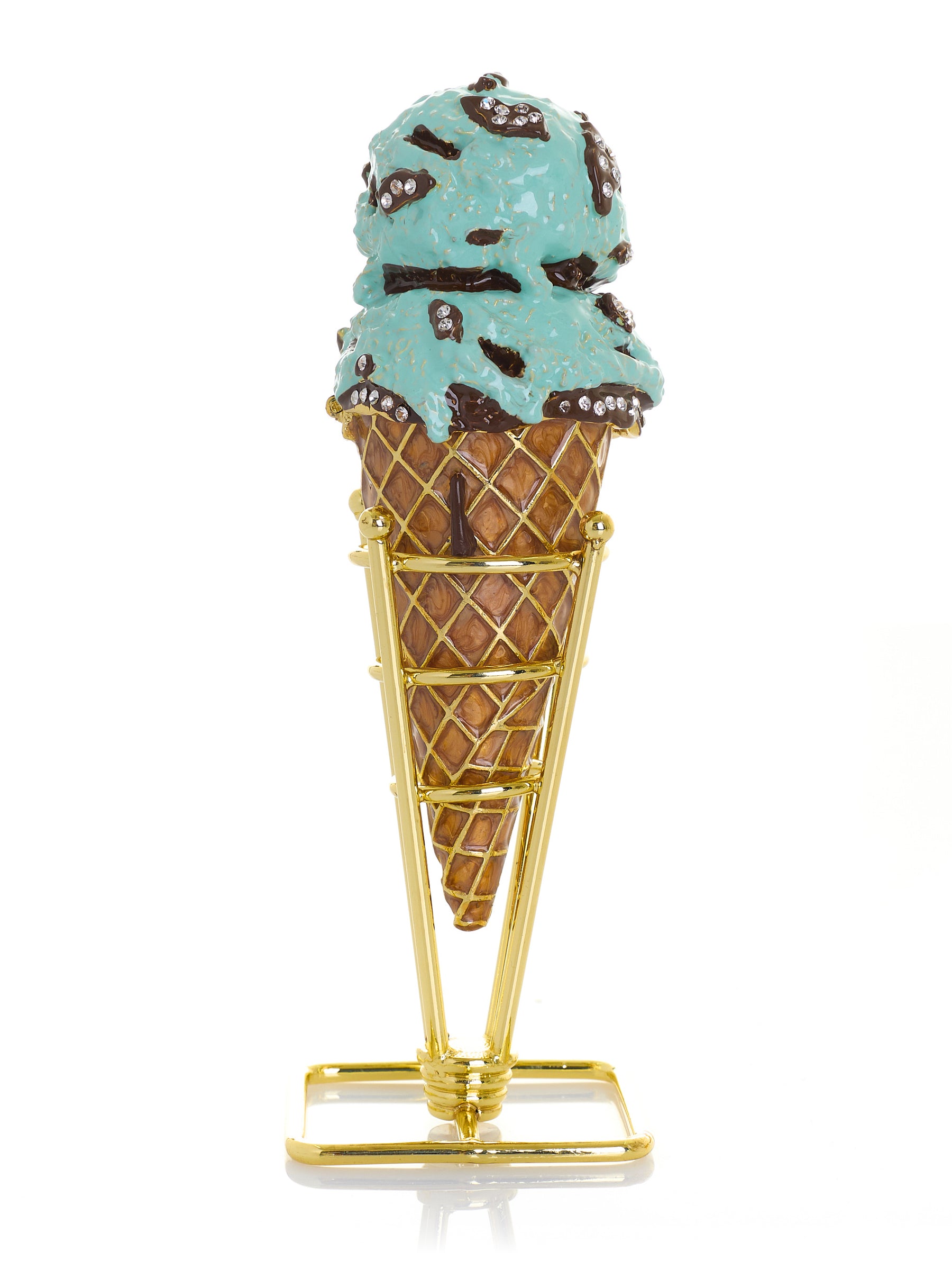 Summer Special Mint Chocolate Chip Ice Cream Cone Trinket Box