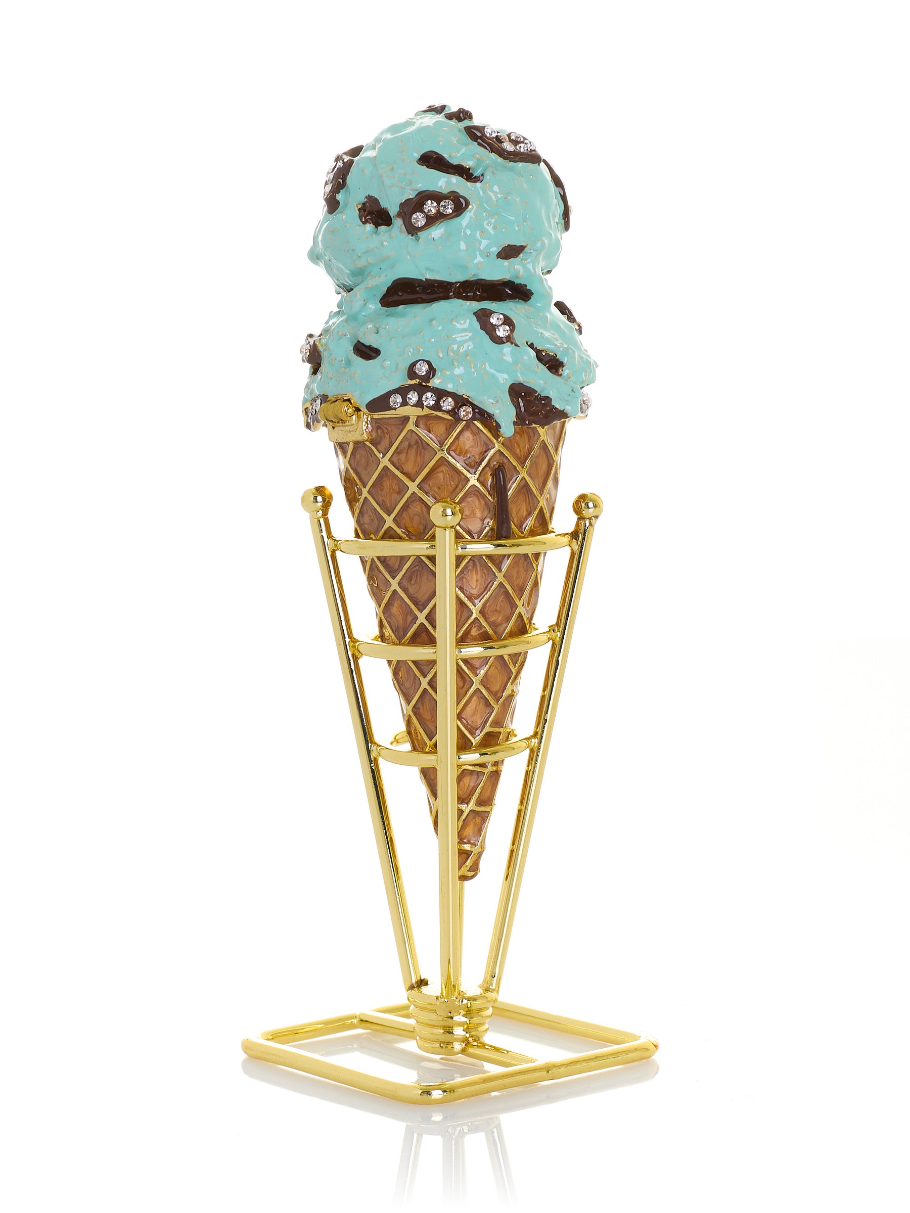 Summer Special Mint Chocolate Chip Ice Cream Cone Trinket Box