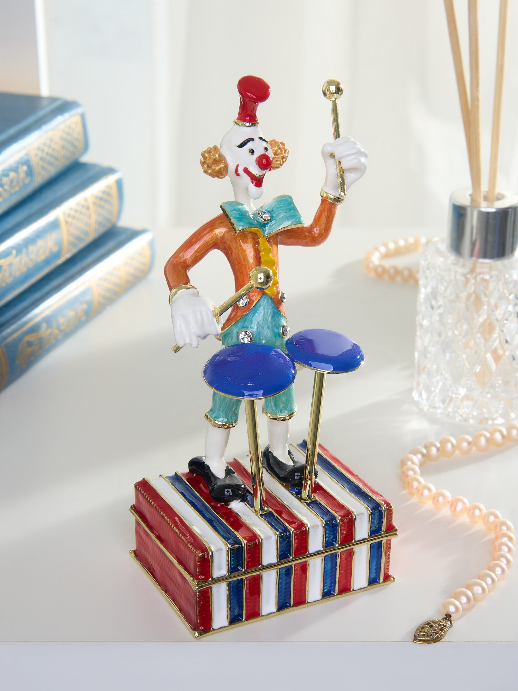 Musical Circus Clown with Timpani Drums Trinket Box