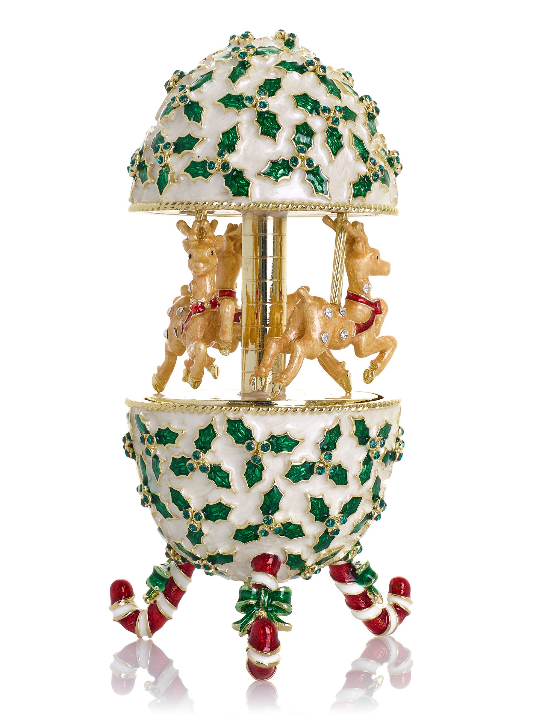 Keren Kopal Christmas Reindeer Musical Carousel Playing Jingle Bells