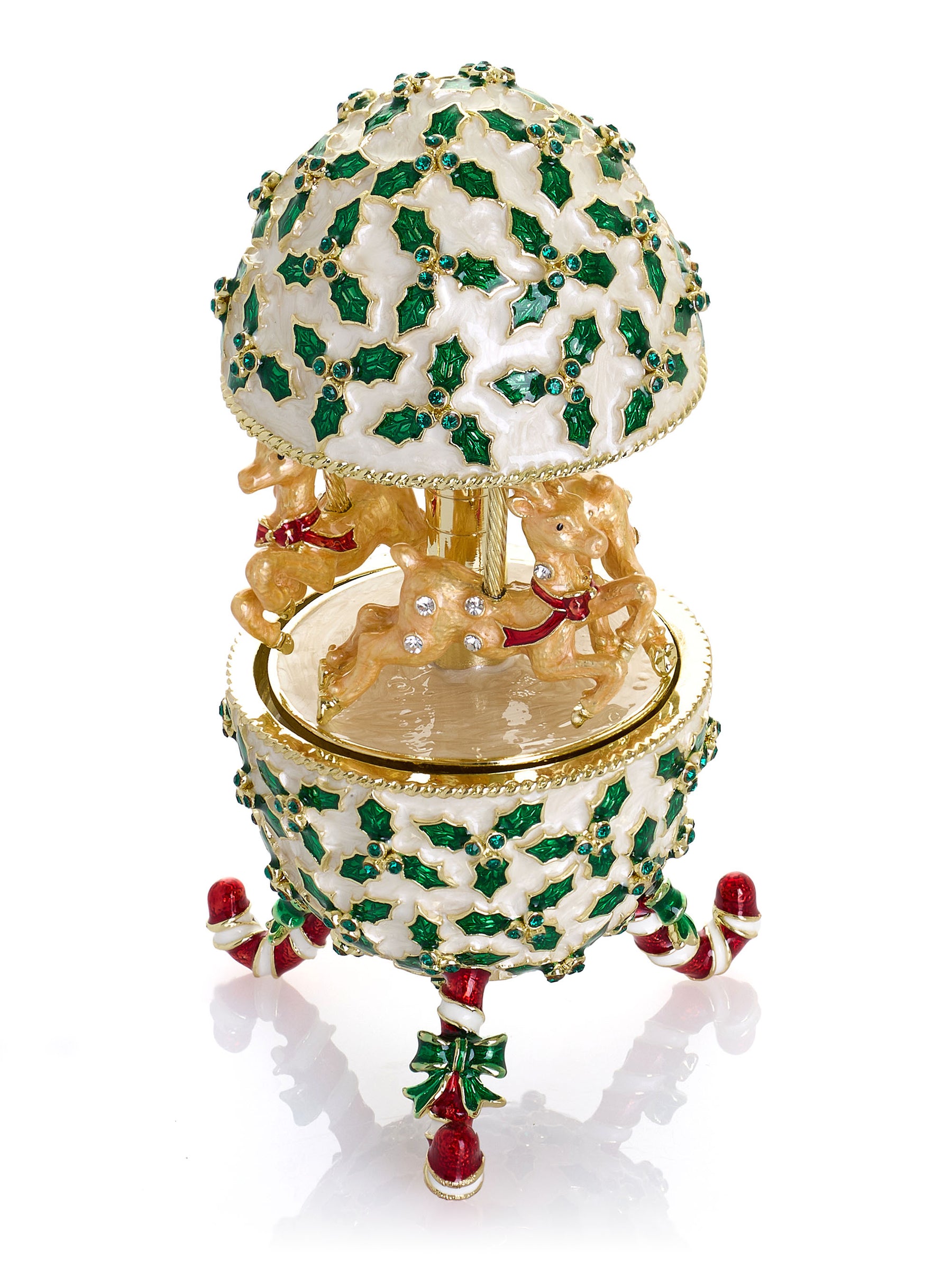 Keren Kopal Christmas Reindeer Musical Carousel Playing Jingle Bells