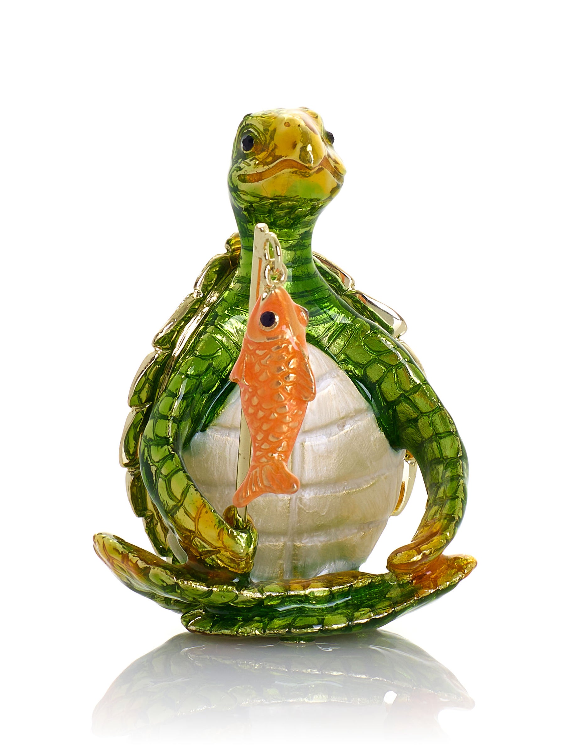 Turtle Fishing for a Goldfish Trinket Box