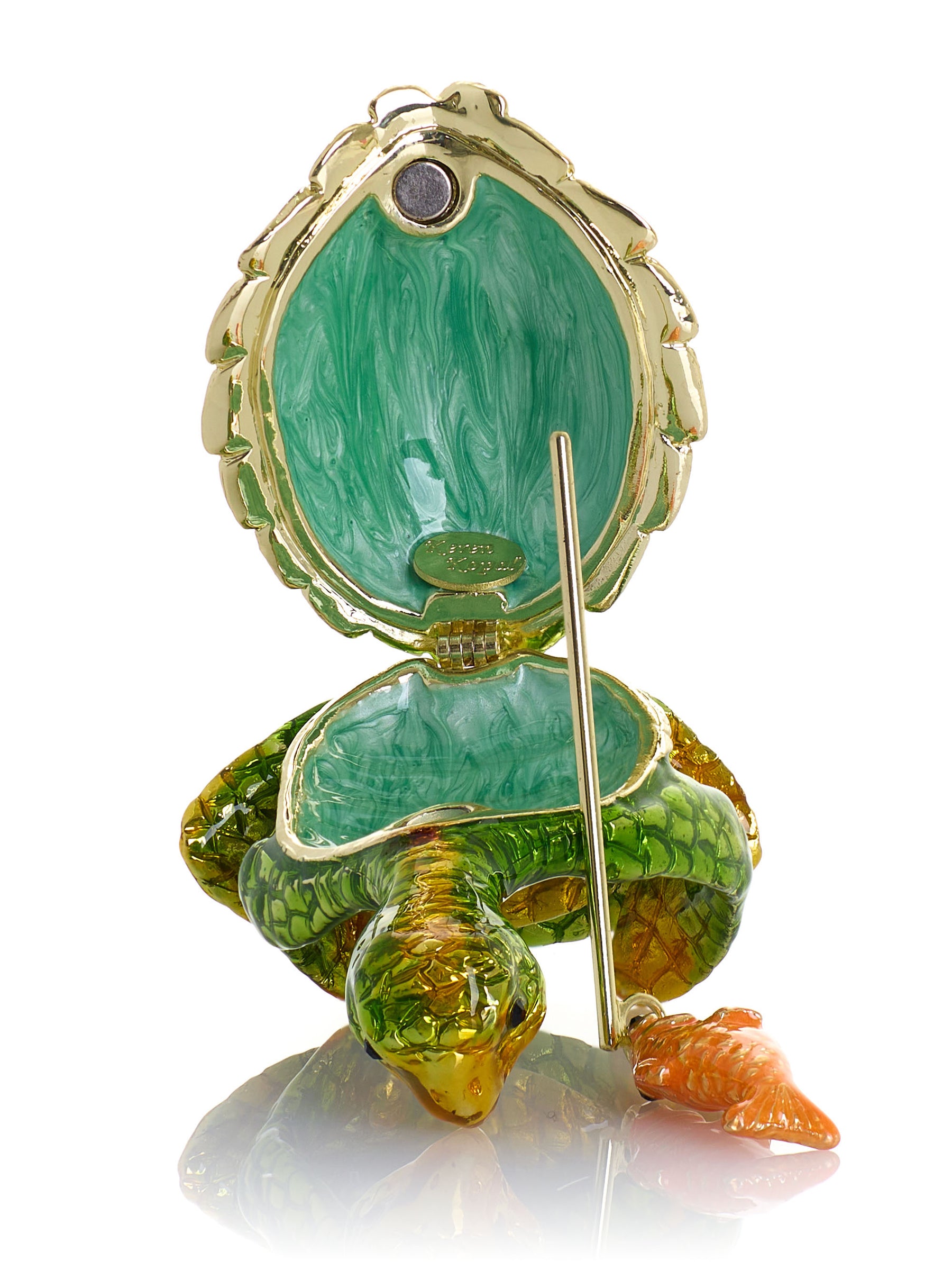 Turtle Fishing for a Goldfish Trinket Box