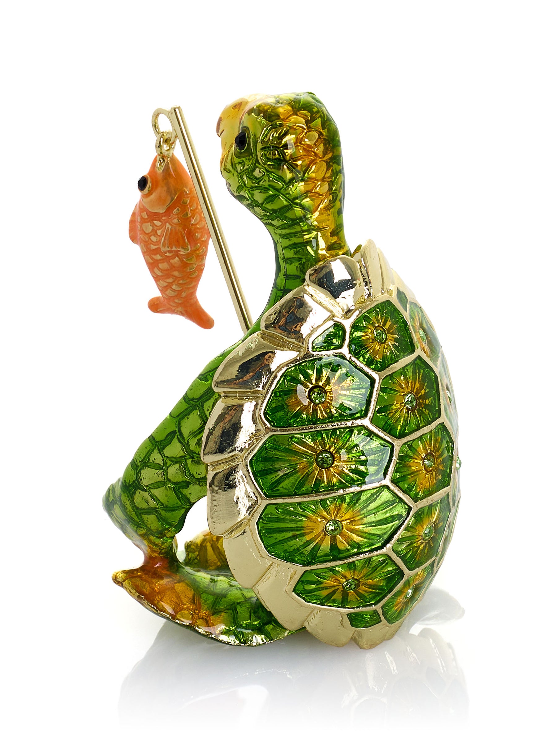 Turtle Fishing for a Goldfish Trinket Box