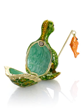 Turtle Fishing for a Goldfish Trinket Box