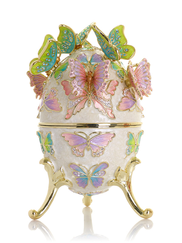 Limited Edition Enchanted Butterfly Egg Trinket Box with Detachable Crystal Butterflies