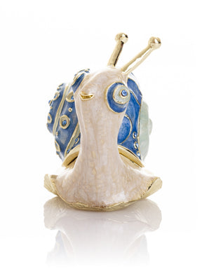 Keren Kopal Gold & Blue Jeweled Snail Trinket Box