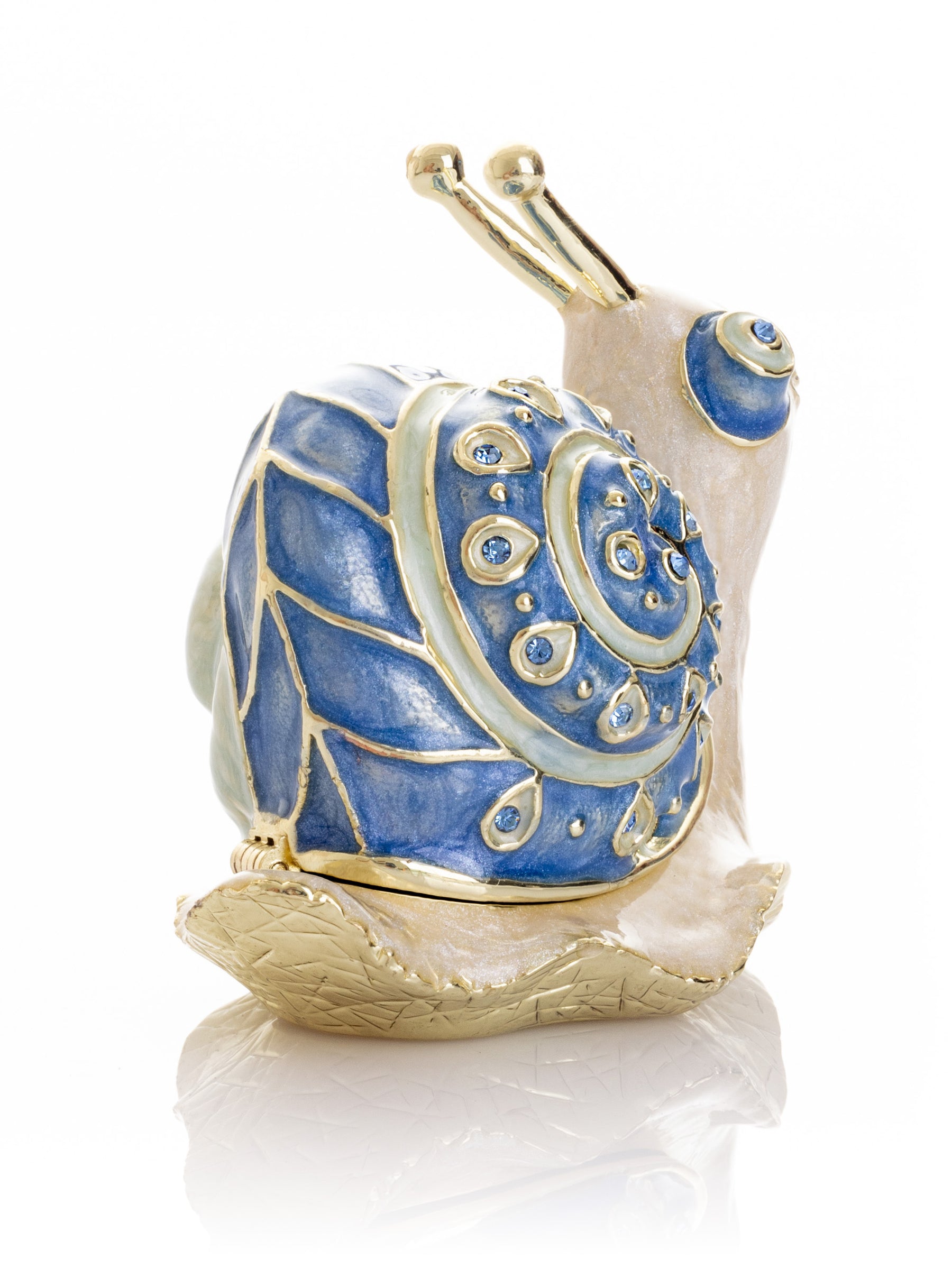 Keren Kopal Gold & Blue Jeweled Snail Trinket Box