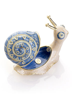 Keren Kopal Gold & Blue Jeweled Snail Trinket Box