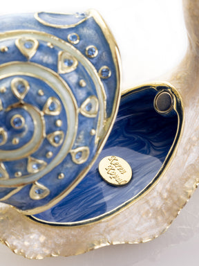 Keren Kopal Gold & Blue Jeweled Snail Trinket Box