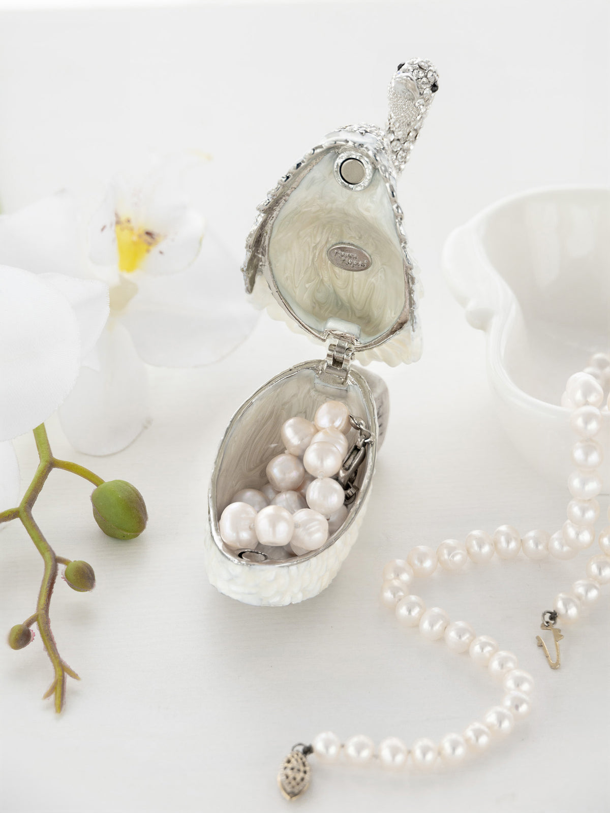 Keren Kopal White Swan with Crystals Neck