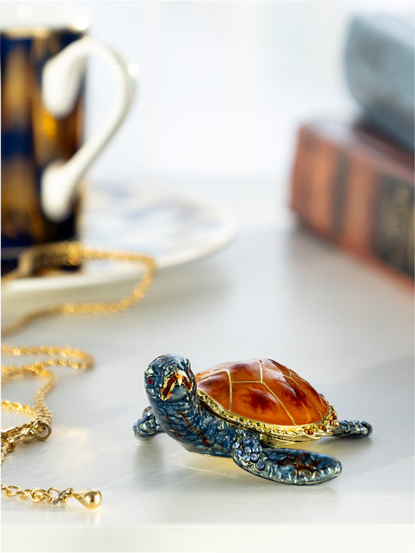 Blue Sea Turtle Trinket Box