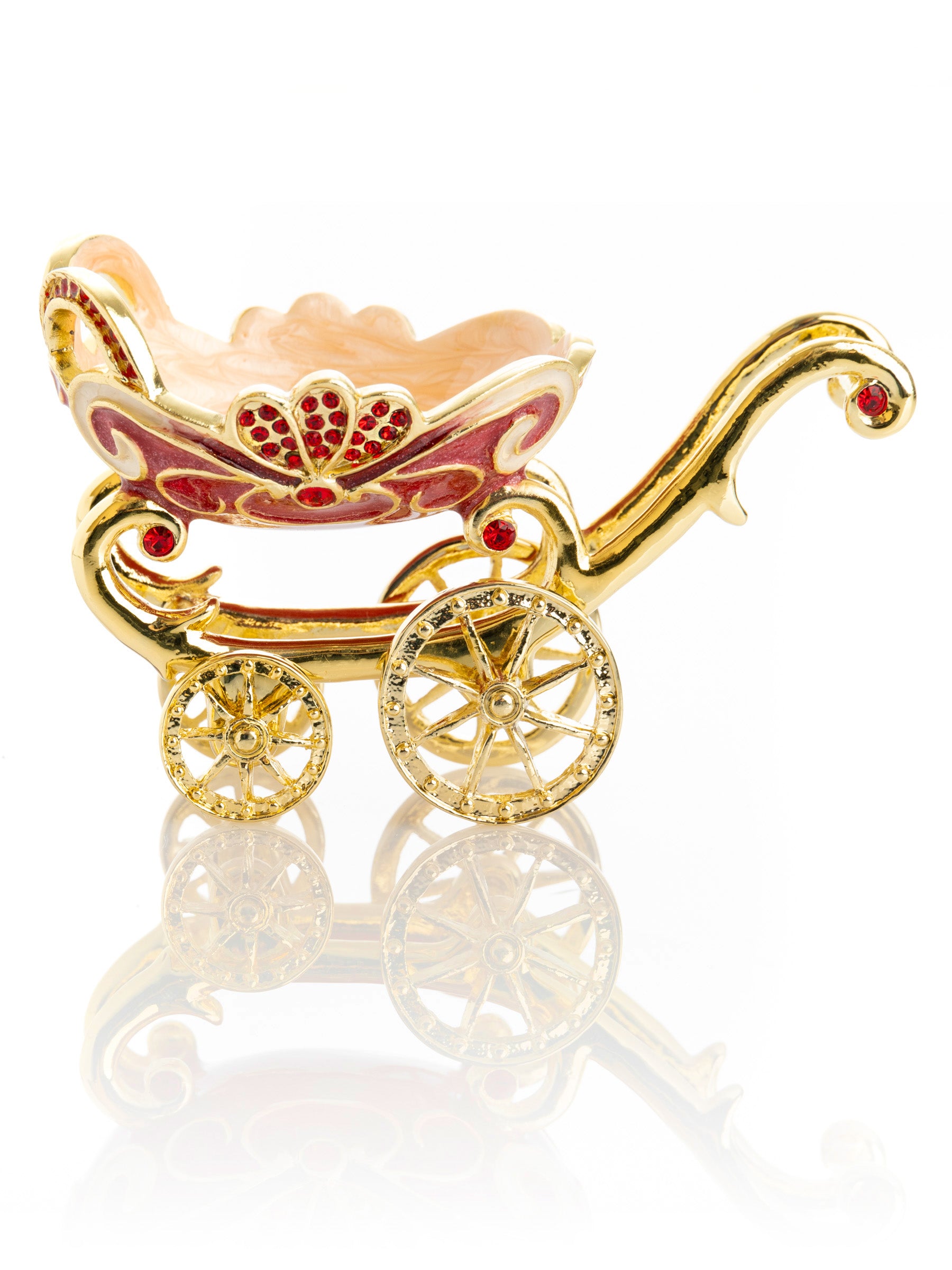 Keren Kopal Red vintage Baby Carriage Trinket Box stroller