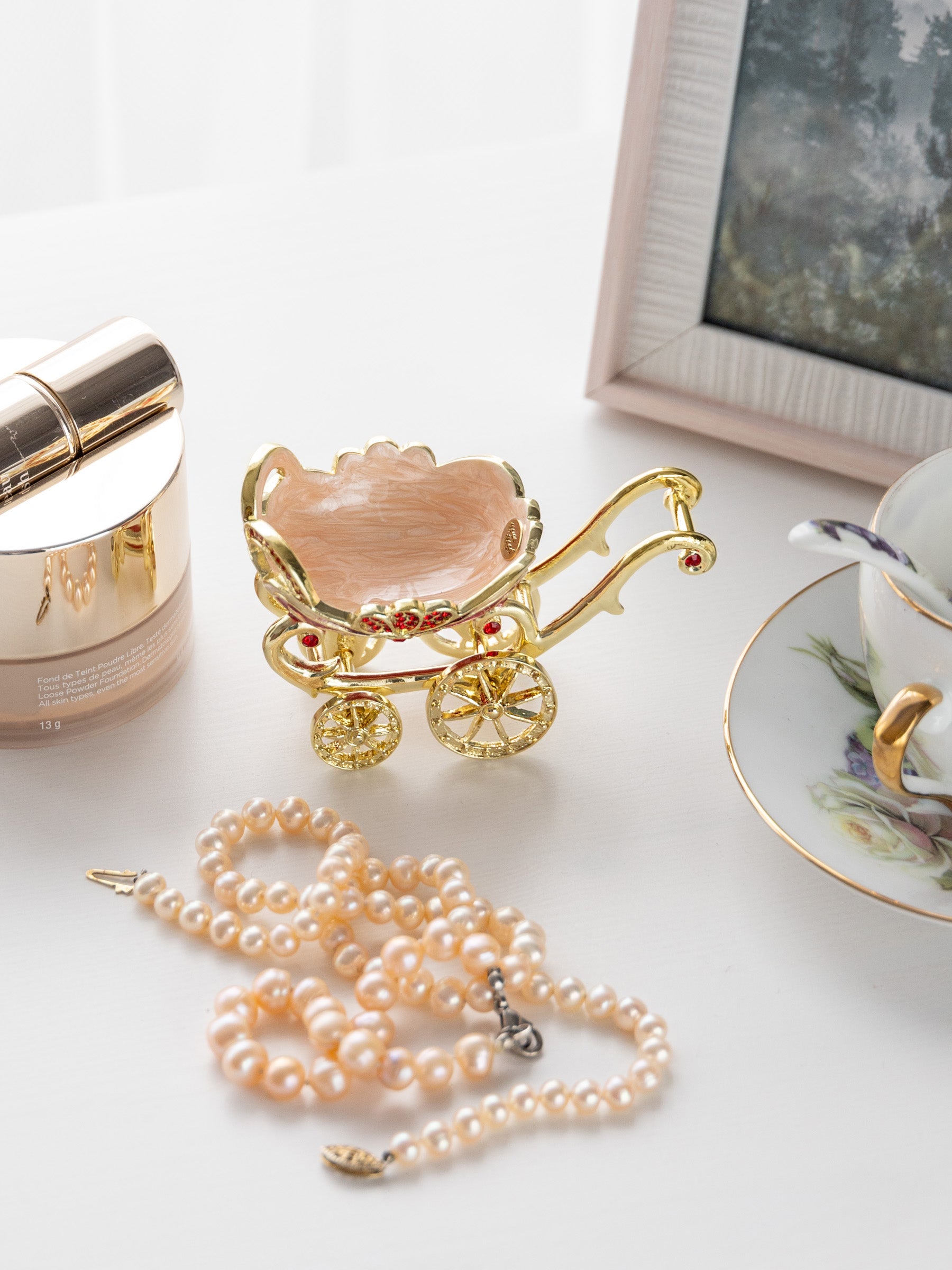 Keren Kopal Red vintage Baby Carriage Trinket Box stroller