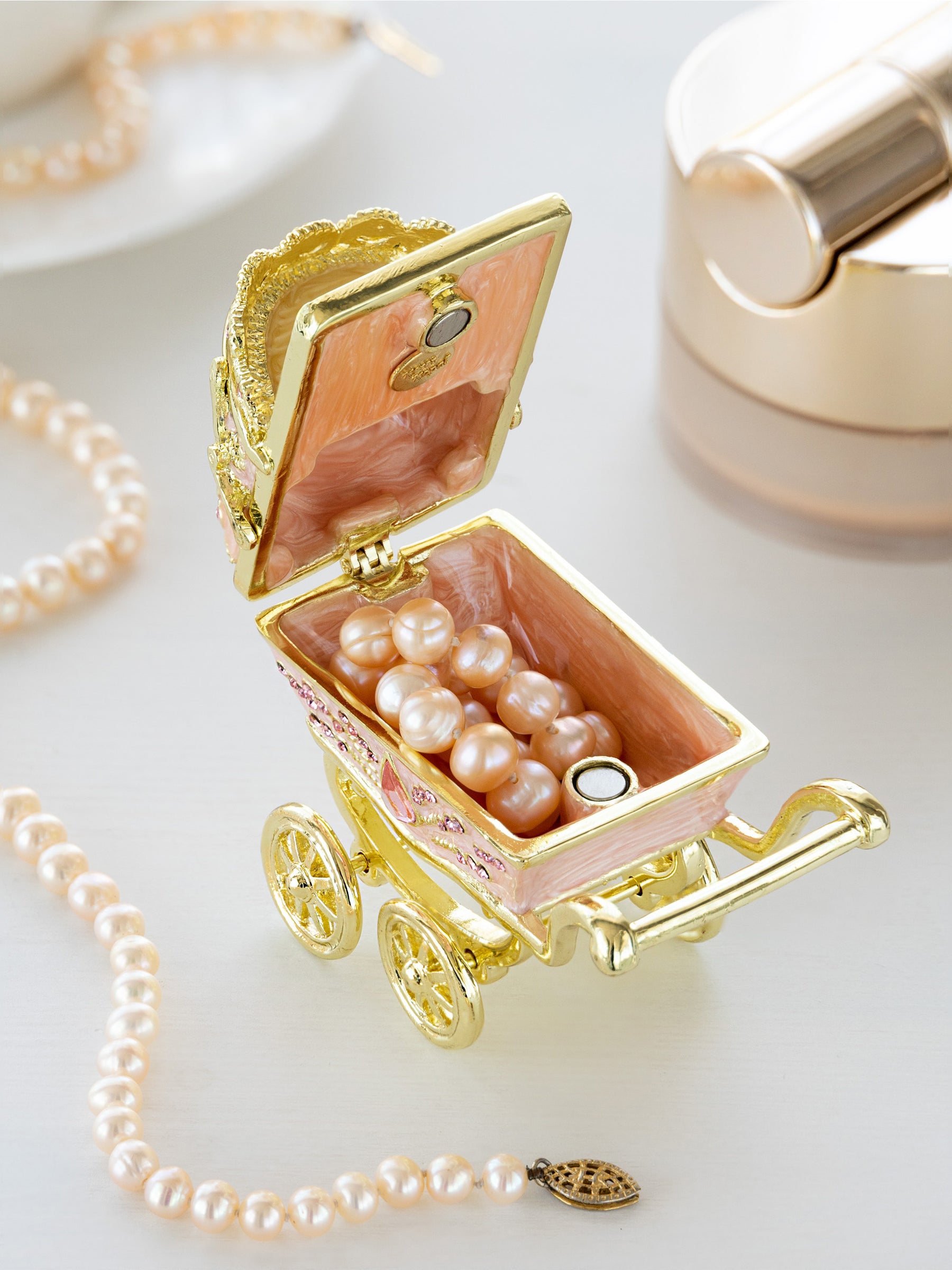 Keren Kopal Pink Baby Carriage Trinket Box
