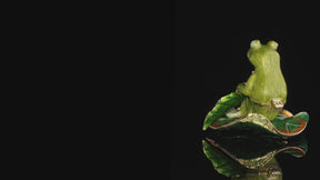 Green Frog Rowing a Leaf Trinket Box