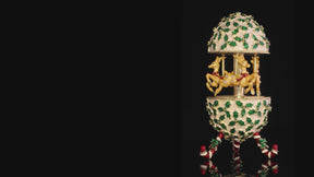 Blaues Aufzieh-Pferde-Karussell Fabergé Ei