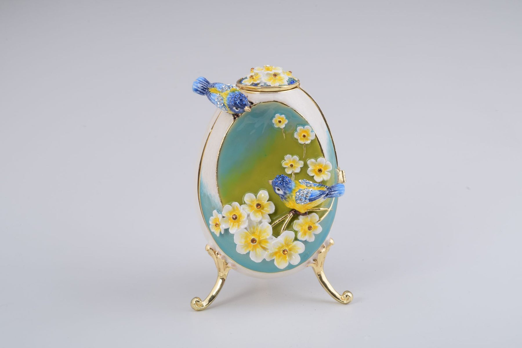 Birds and Flowers White Faberge Egg