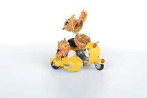 Brown Owl & Owlet Yellow bike with sidecar Limited edition 1 of 250