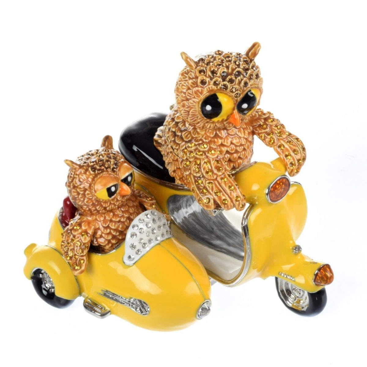 Brown Owl & Owlet Yellow bike with sidecar Limited edition 1 of 250