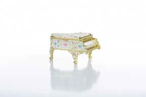 White Grand Piano Trinket Box decorated with flowers