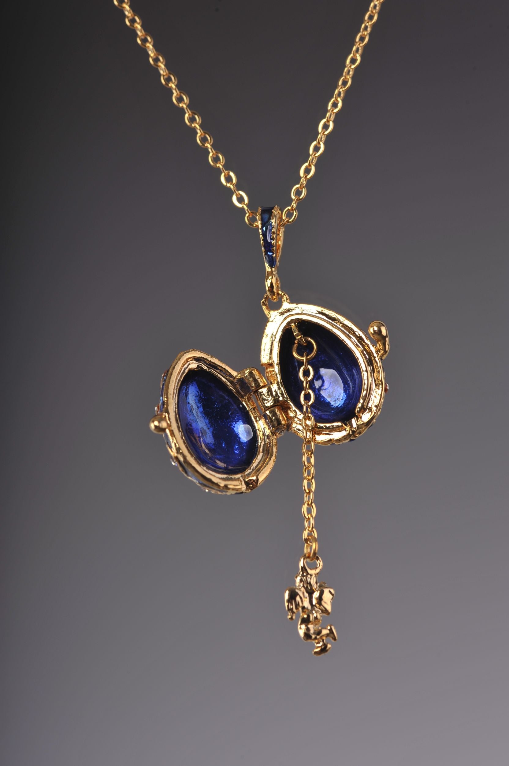 Blue Faberge Easter Egg Necklace