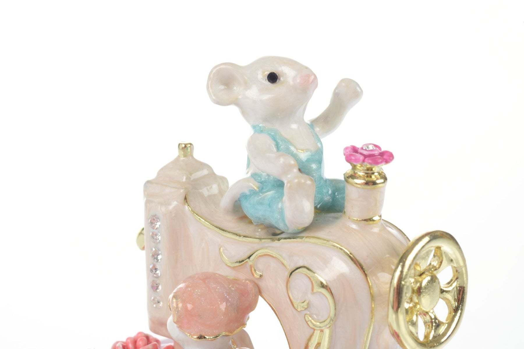 Mice helping on a vintage sewing machine Trinket Box