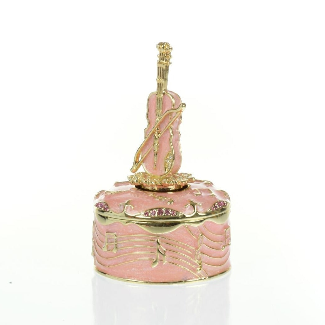 Pink Musical Violin Wind up Music Box