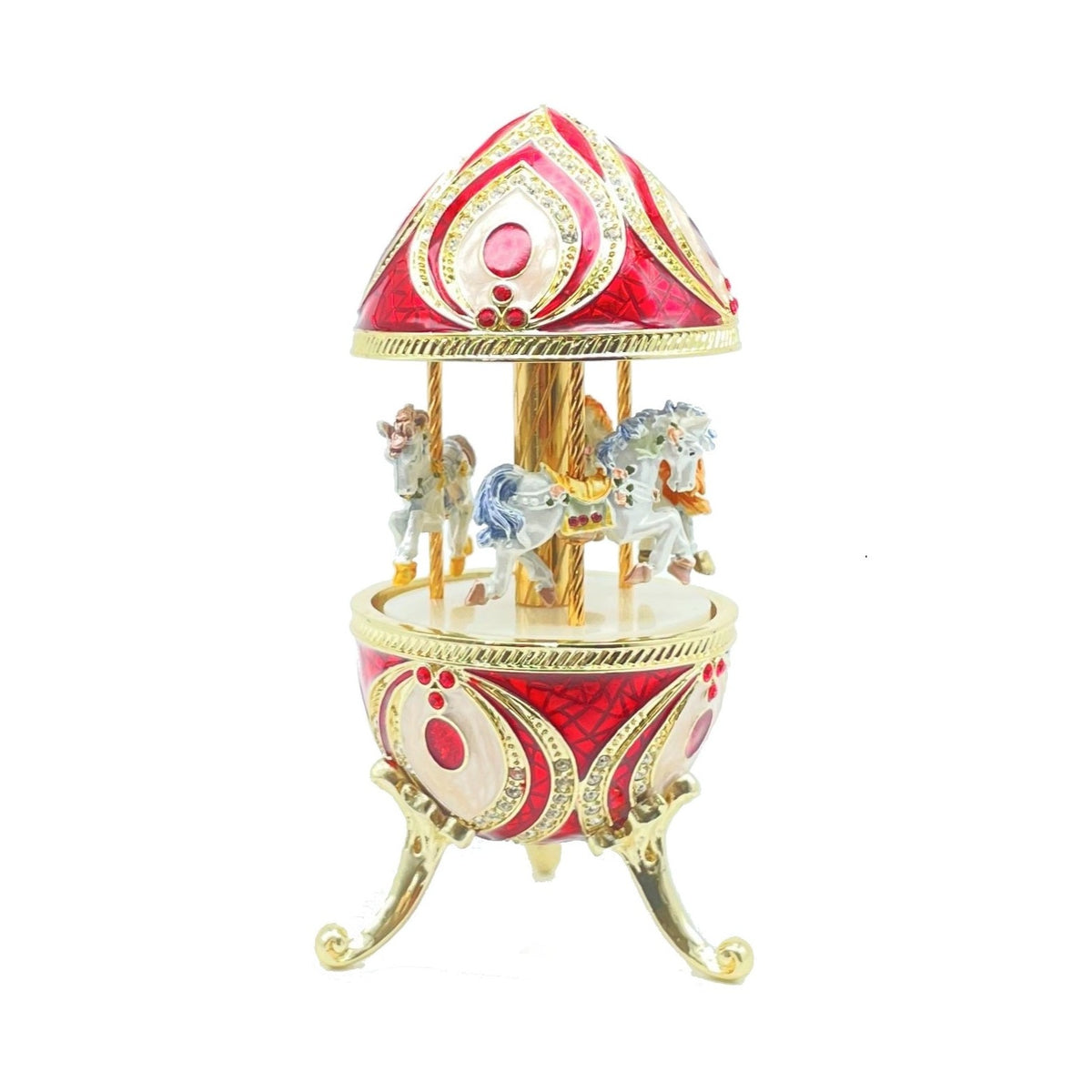 Red Musical Carousel with Royal Horses