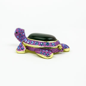 Violet Turtle Decorated with Blue Crystals