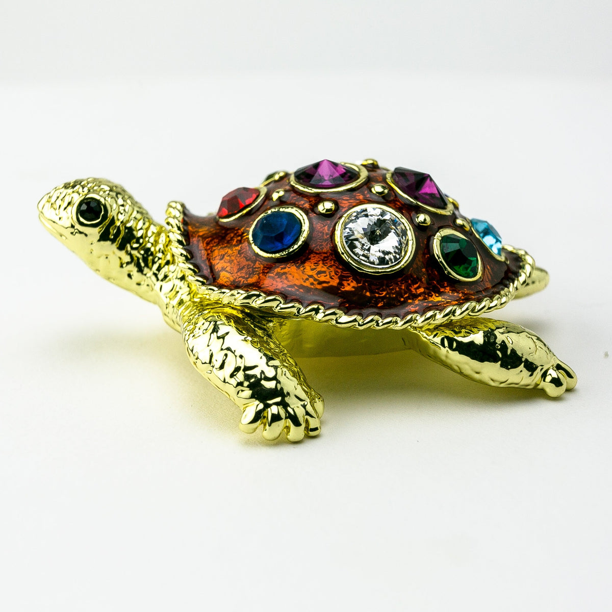 Golden Turtle Decorated with Colorful Crystals