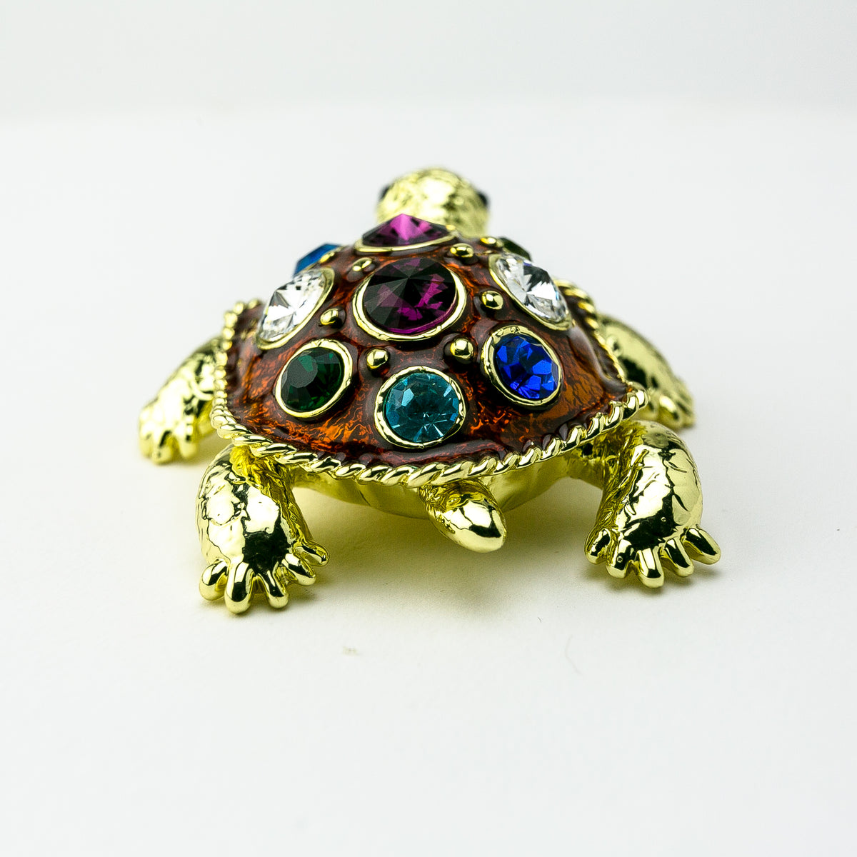 Golden Turtle Decorated with Colorful Crystals