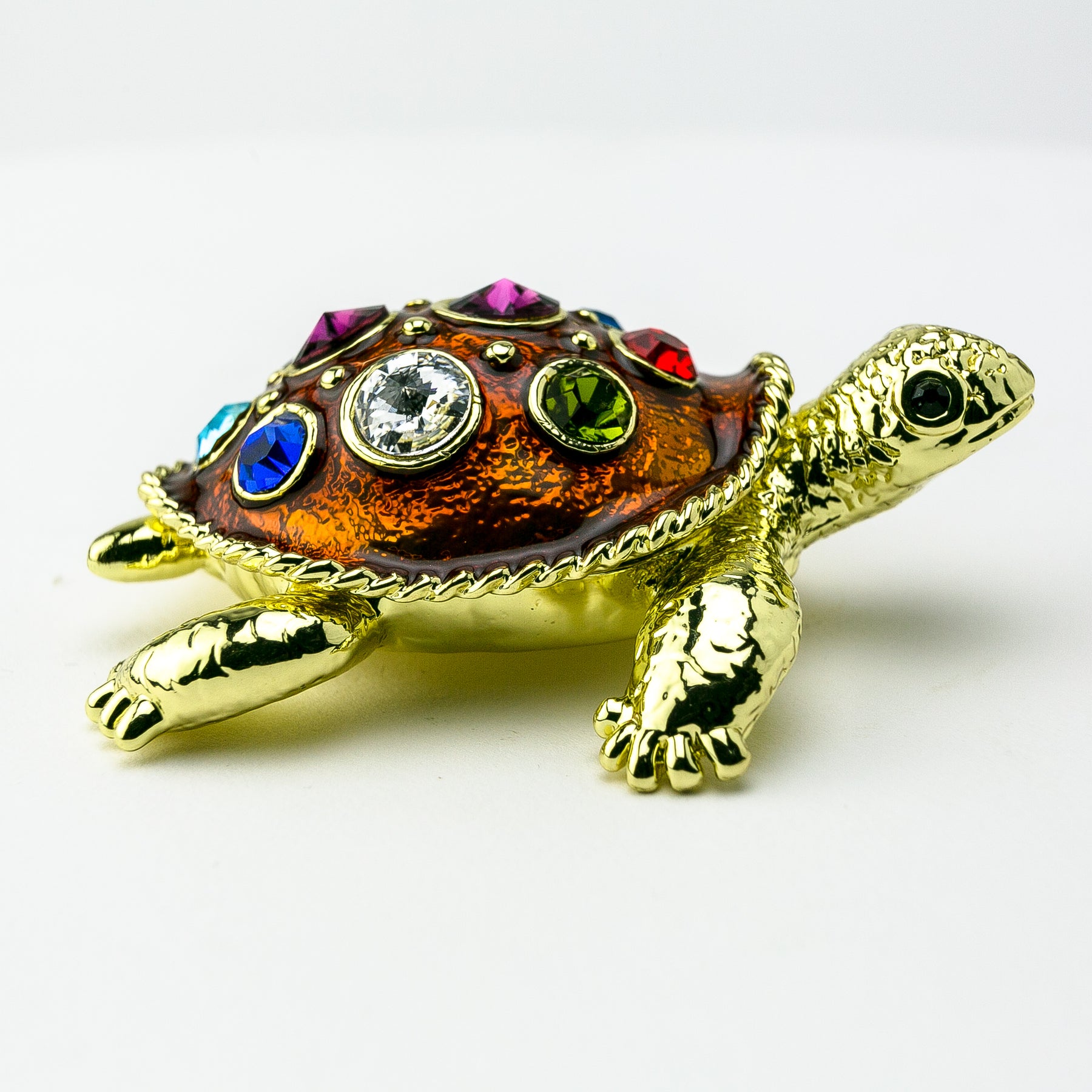 Golden Turtle Decorated with Colorful Crystals