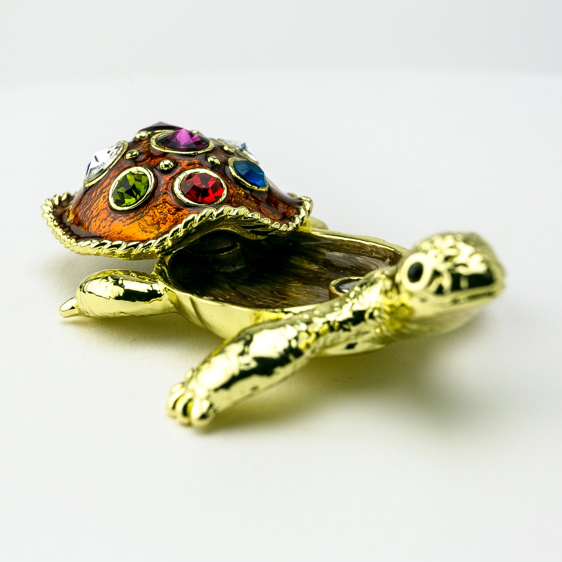 Golden Turtle Decorated with Colorful Crystals