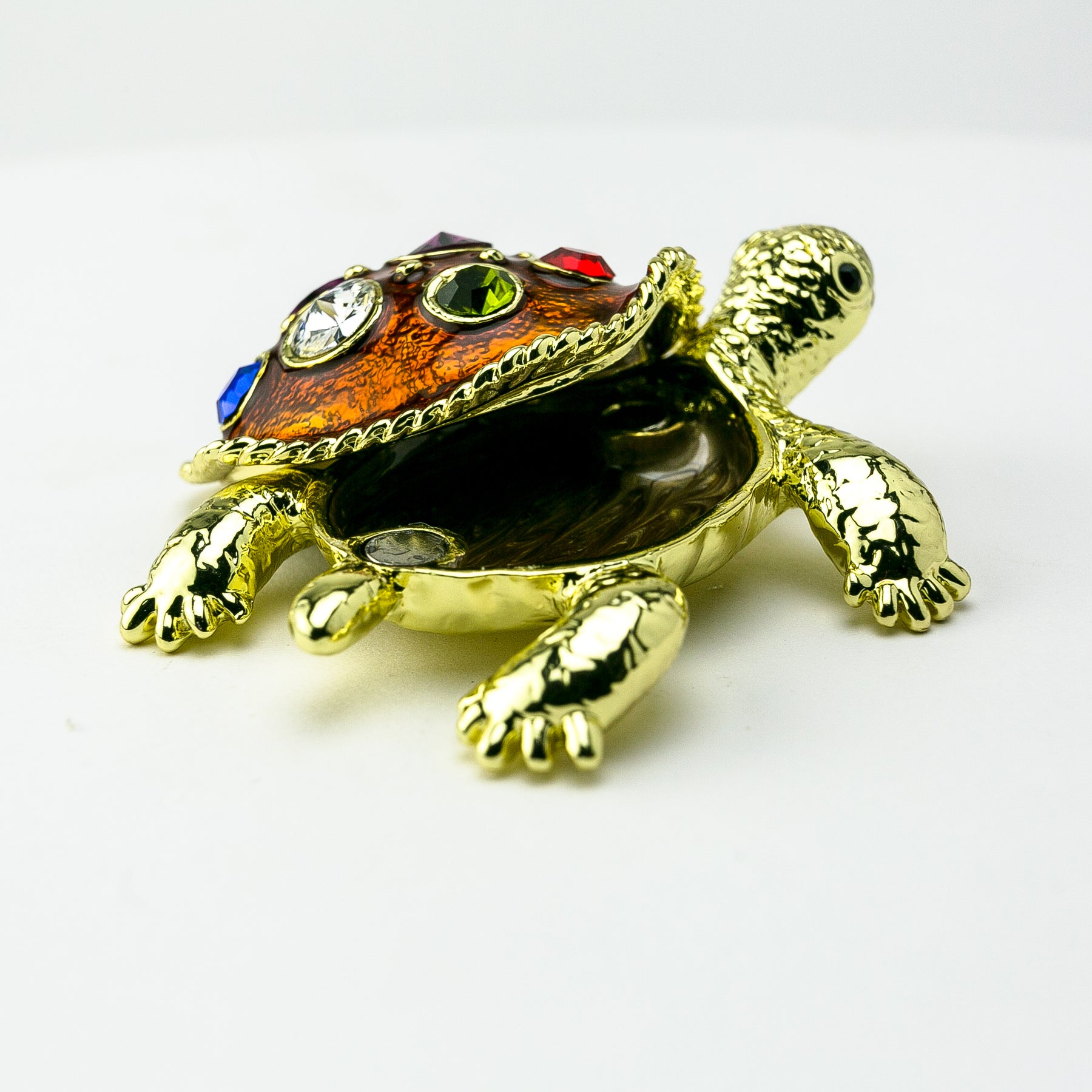 Golden Turtle Decorated with Colorful Crystals