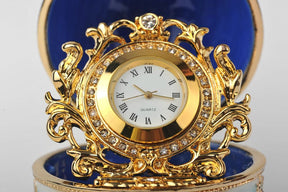 Blue Faberge Egg with Gold Clock