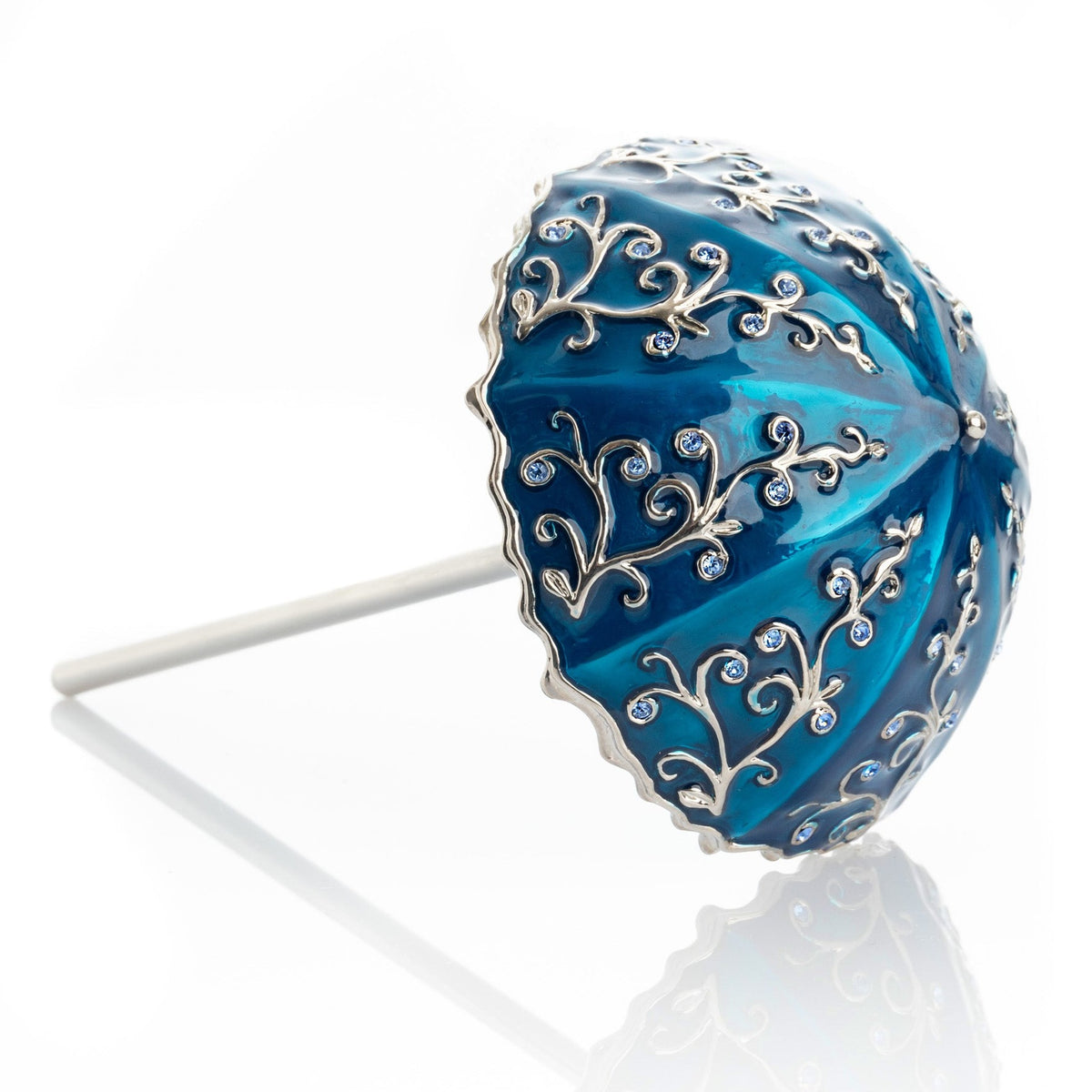 Blue Umbrella Trinket Box Handmade with Swarovski Crystals