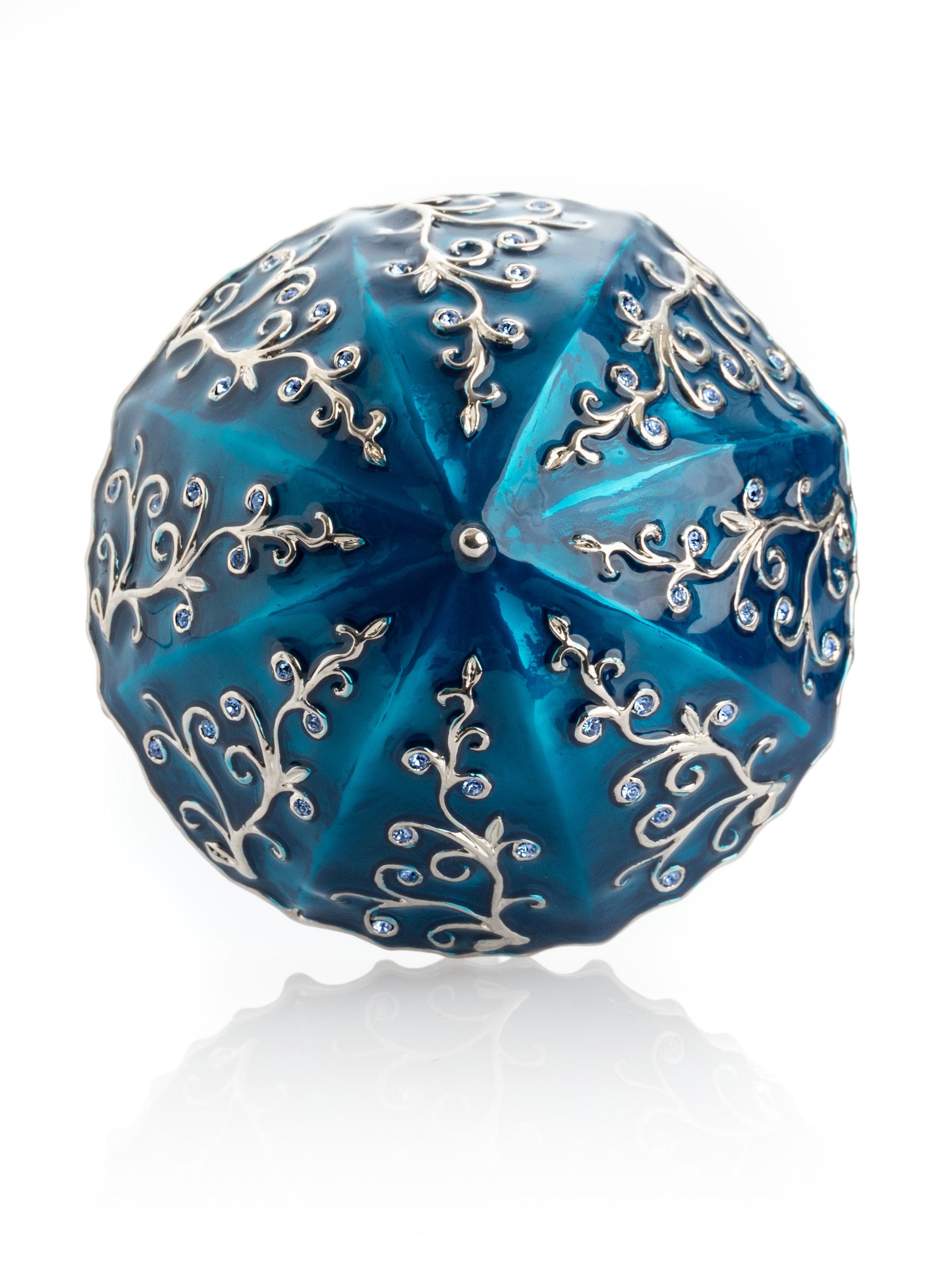 Blue Umbrella Trinket Box Handmade with Swarovski Crystals