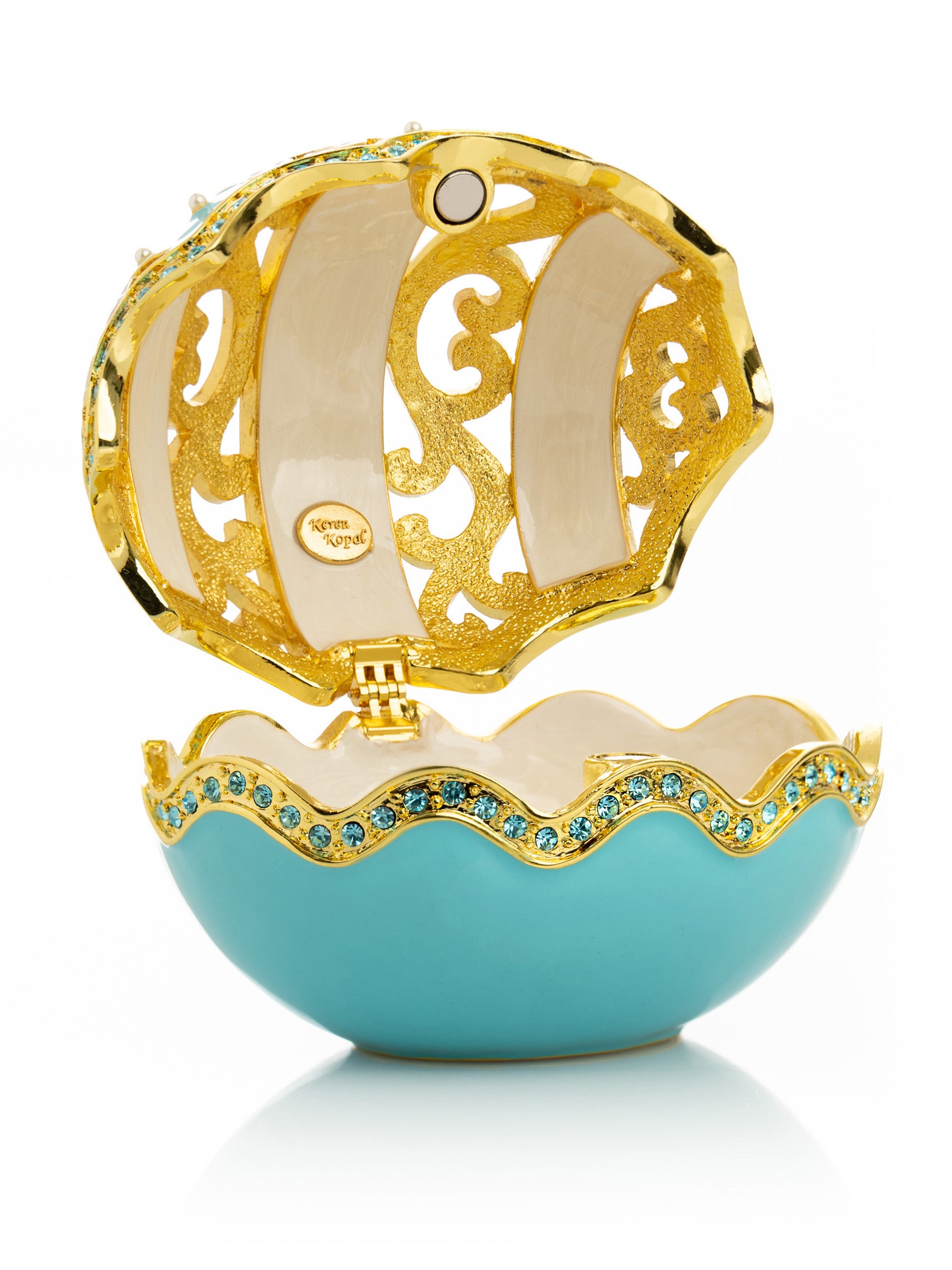 Turquoise Egg with pearls